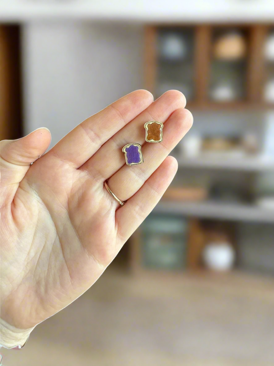 PB&J - Wooden Stud Earrings