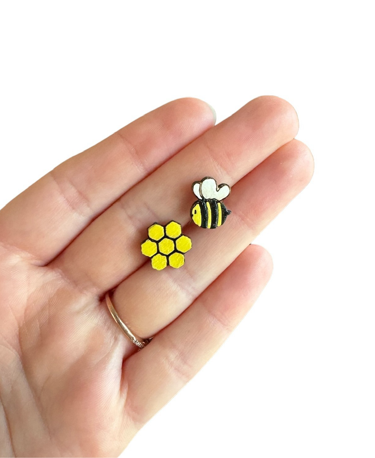 Bees & Honey - Wooden Earring Studs