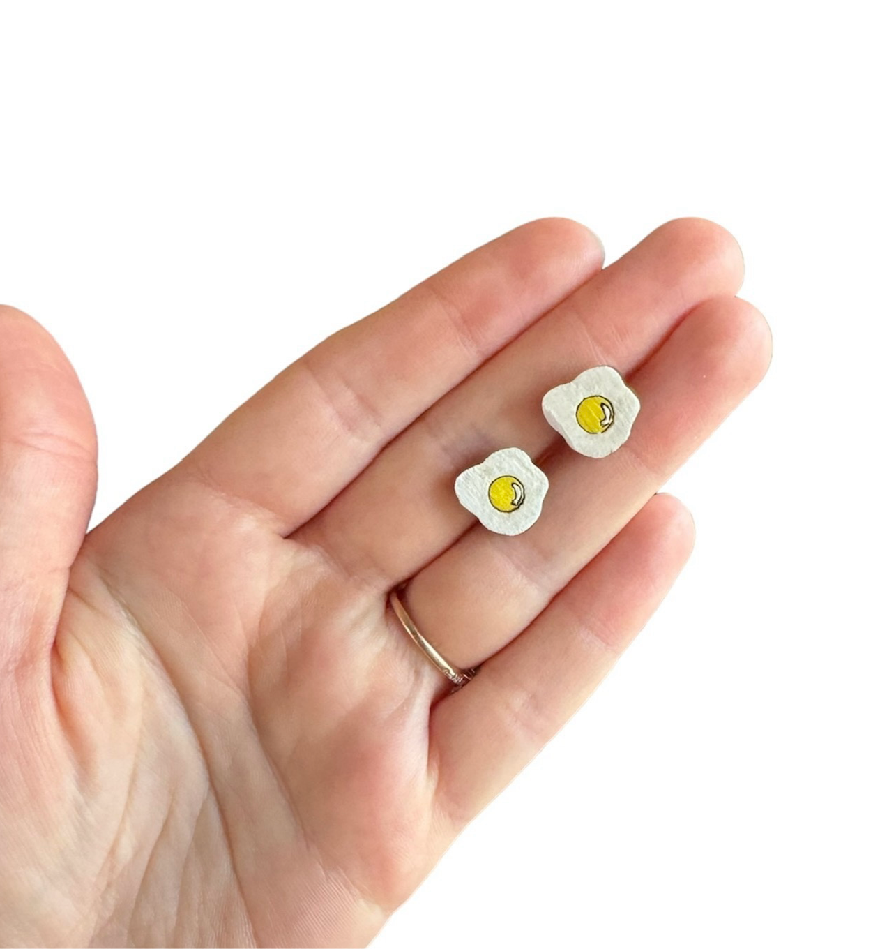 Fried Eggy - Wooden Earring Studs