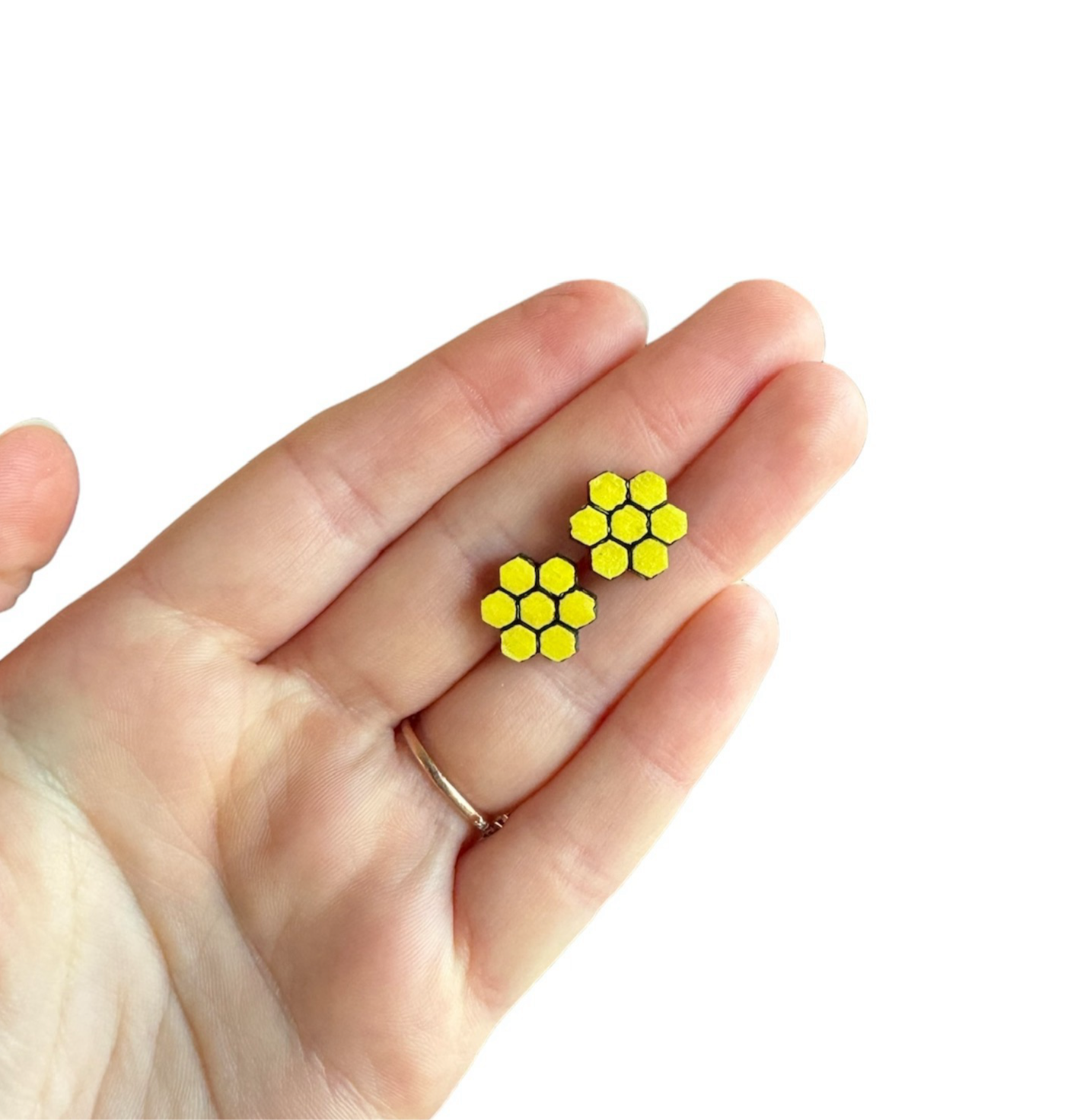 Bees & Honey - Wooden Earring Studs