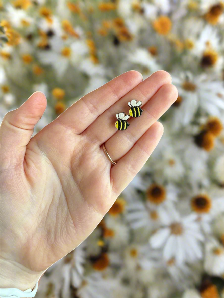 Bees & Honey - Wooden Earring Studs