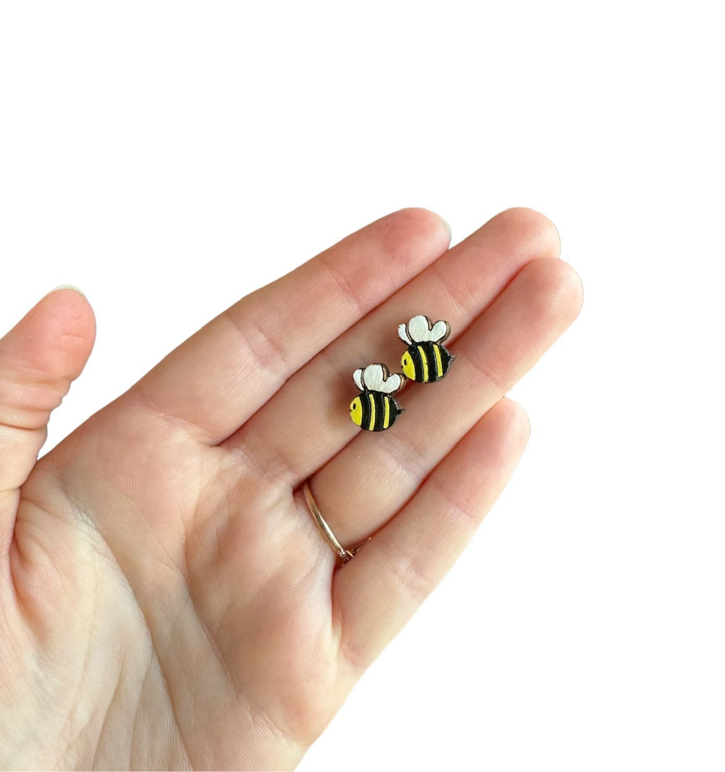 Bees & Honey - Wooden Earring Studs