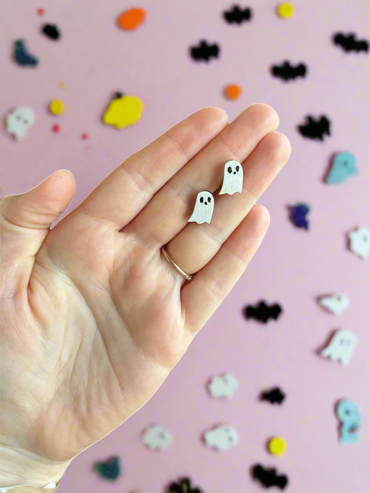 Baby Ghosts - Wooden Earring Studs