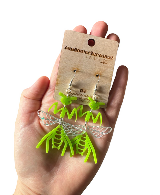 Praying Mantis - Acrylic Dangle Earrings