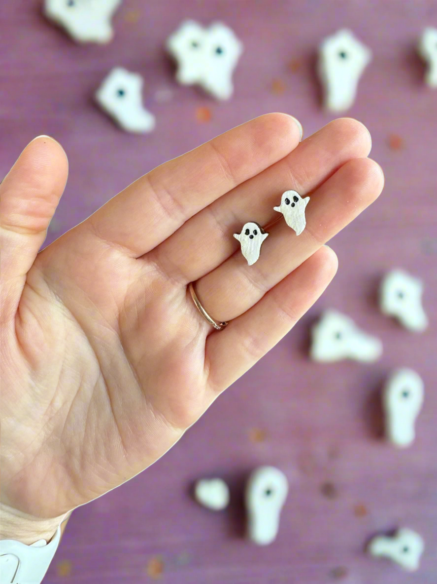 Baby Ghosts - Wooden Earring Studs