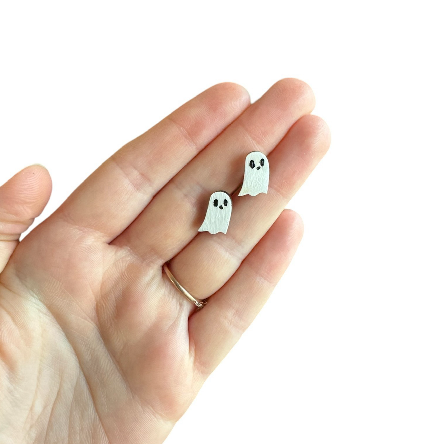 Baby Ghosts - Wooden Earring Studs